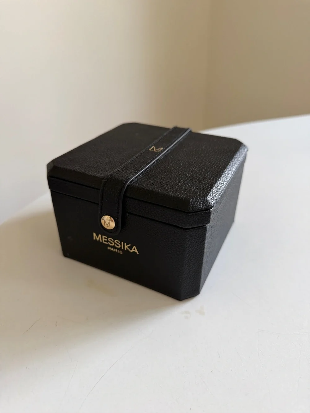Messika Black Pebbled Leather Travel Jewelry Box